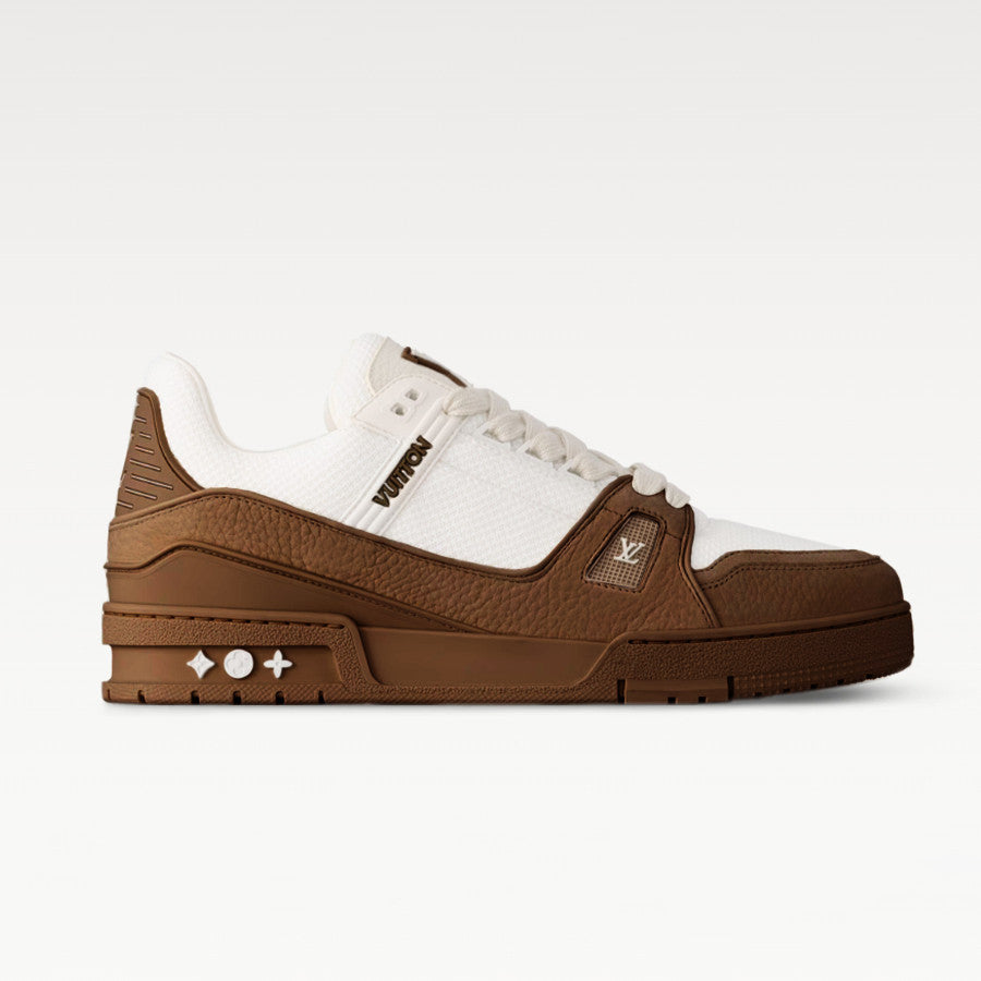Louis Vuitton Men's LV Trainer Sneakers Four Seasons Retro Colorblocking Grained Cowhide Leather Mesh Round Toe Lace-Up Low Casual Shoes #81323