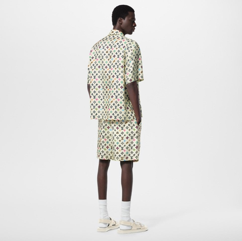Louis Vuitton x Tyler MONOGRAM Printed Single-Breasted Mulberry Silk Loose Solid Color Summer Short Sleeve Shirt #71978