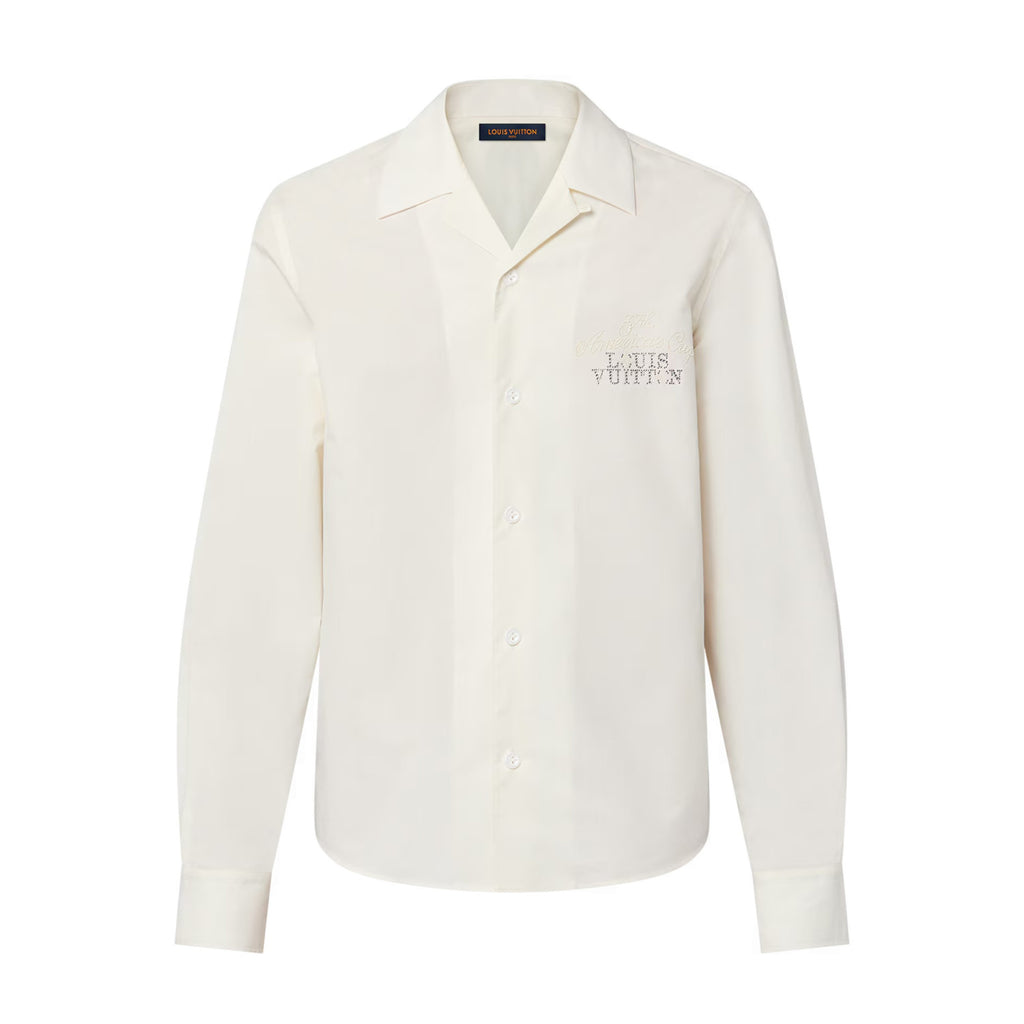 Louis Vuitton Men's Spring And Fall White Letters Logo Embroidery Single Breasted Long Sleeved Shirt #73264