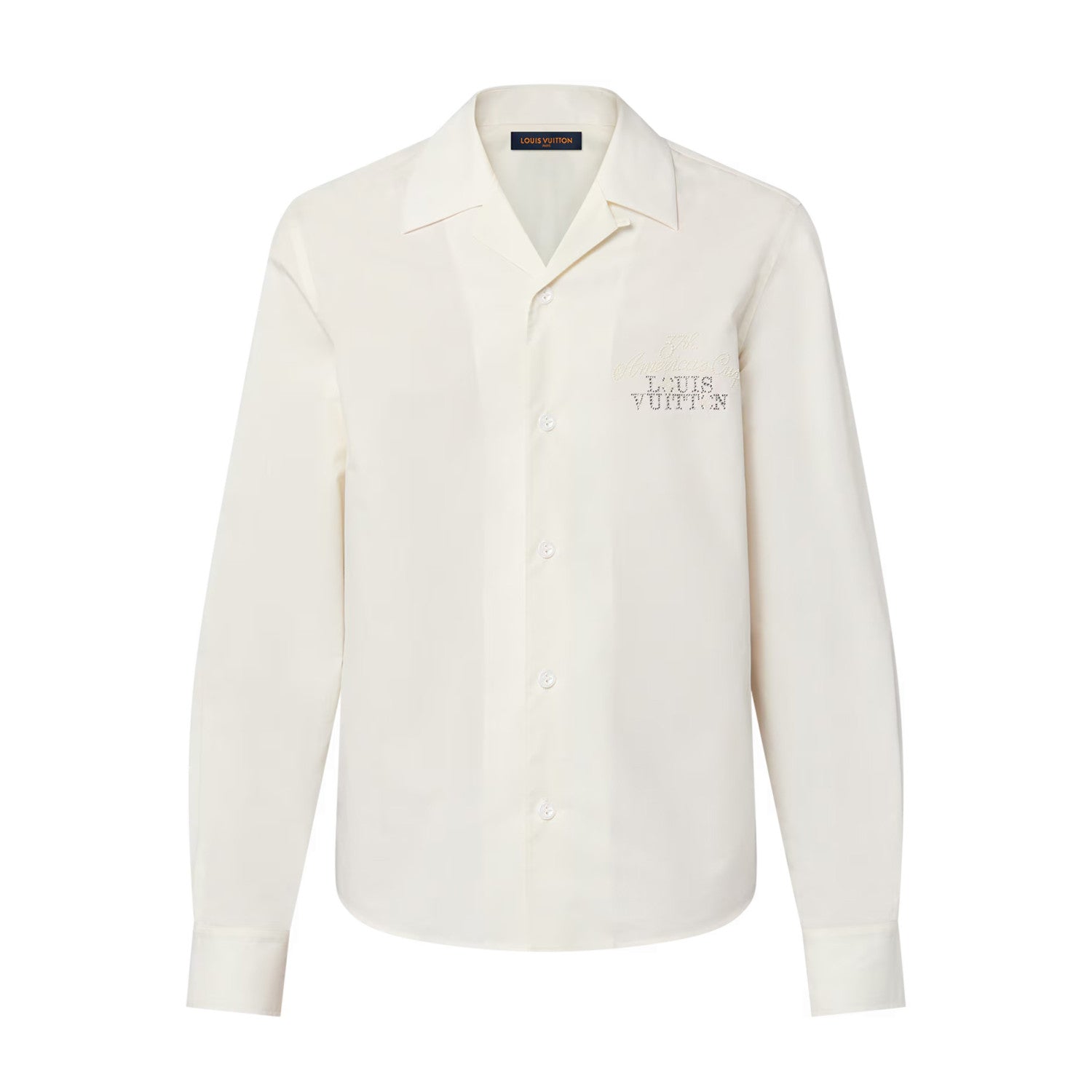 Louis Vuitton Men's Spring And Fall White Letters Logo Embroidery Single Breasted Long Sleeved Shirt #73264