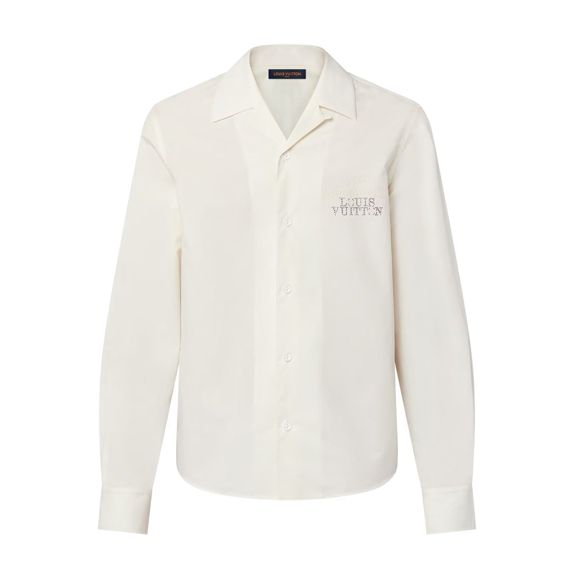 Louis Vuitton Men's Spring And Fall White Letters Logo Embroidery Single Breasted Long Sleeved Shirt #73264