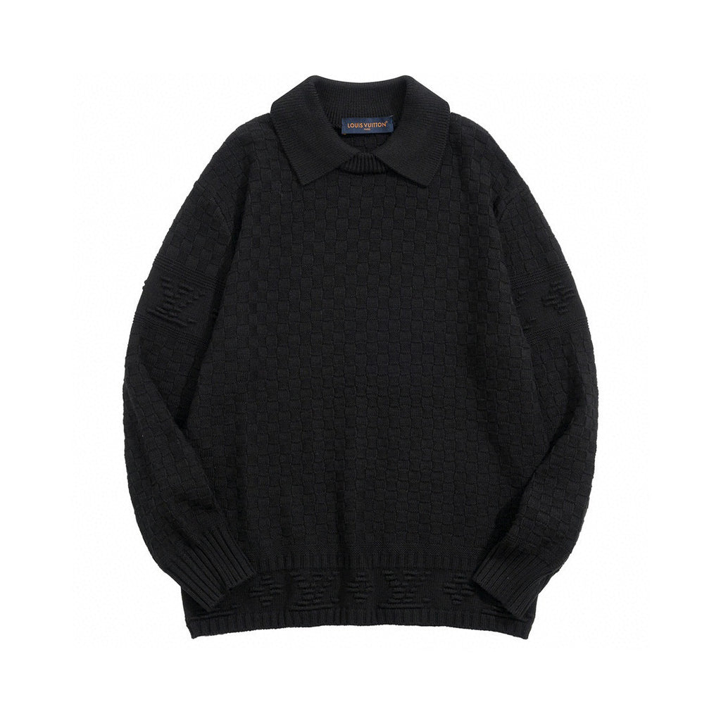 Louis Vuitton Damier Polo Neck Knitted Long Sleeve Pullover Sweater #21884