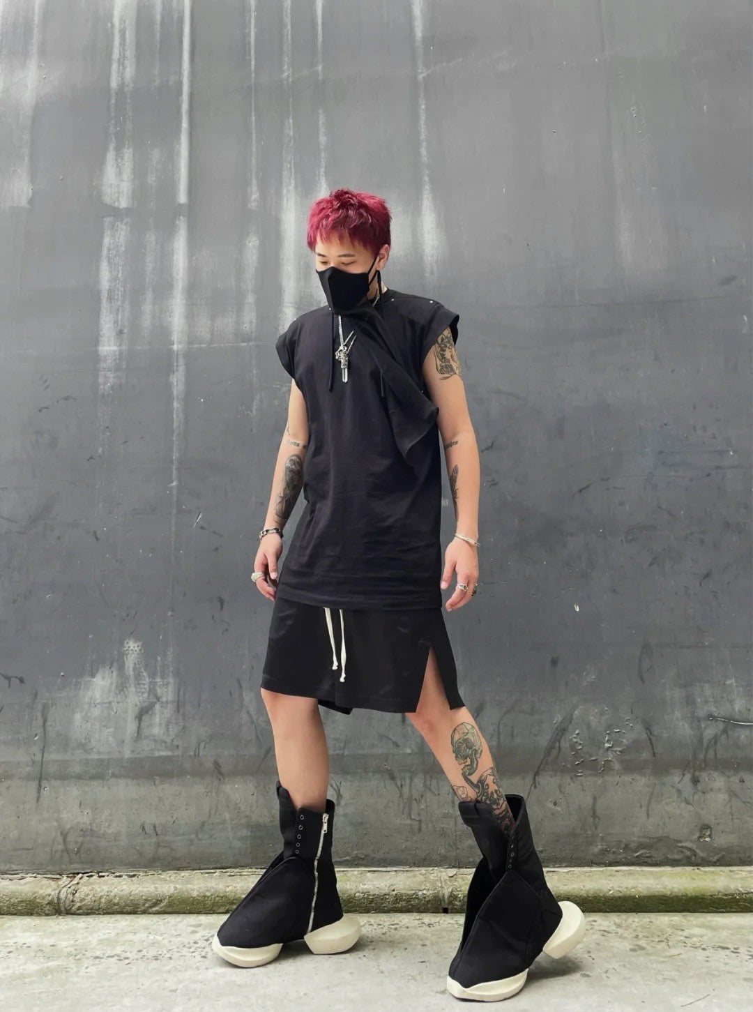 Rick Owens DRKSHDW Men Women Summer Black Zipper Elastic Drawstring Casual Straight Fit Shorts Ngvp #8835