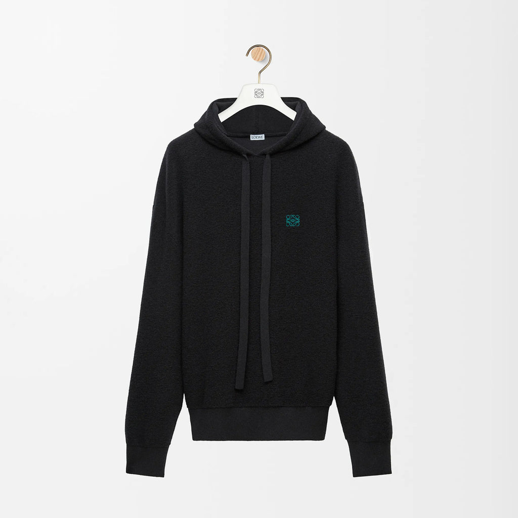 Loewe Men's Spring/Autumn Solid Color Embroidered Logo Print Wool Hooded Drawstring Long Sleeve Sweatshirt #77976