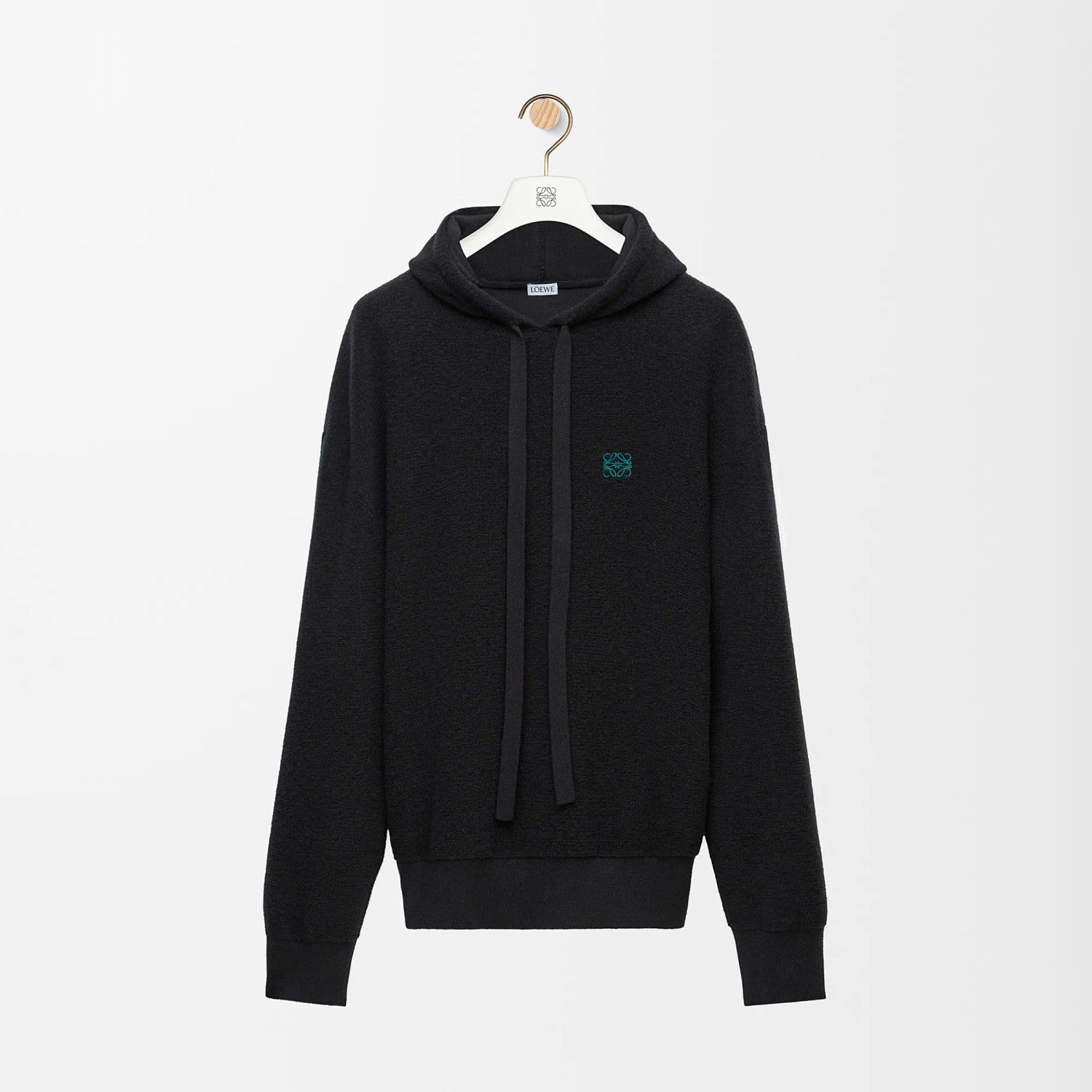 Loewe Men's Spring/Autumn Solid Color Embroidered Logo Print Wool Hooded Drawstring Long Sleeve Sweatshirt #77976