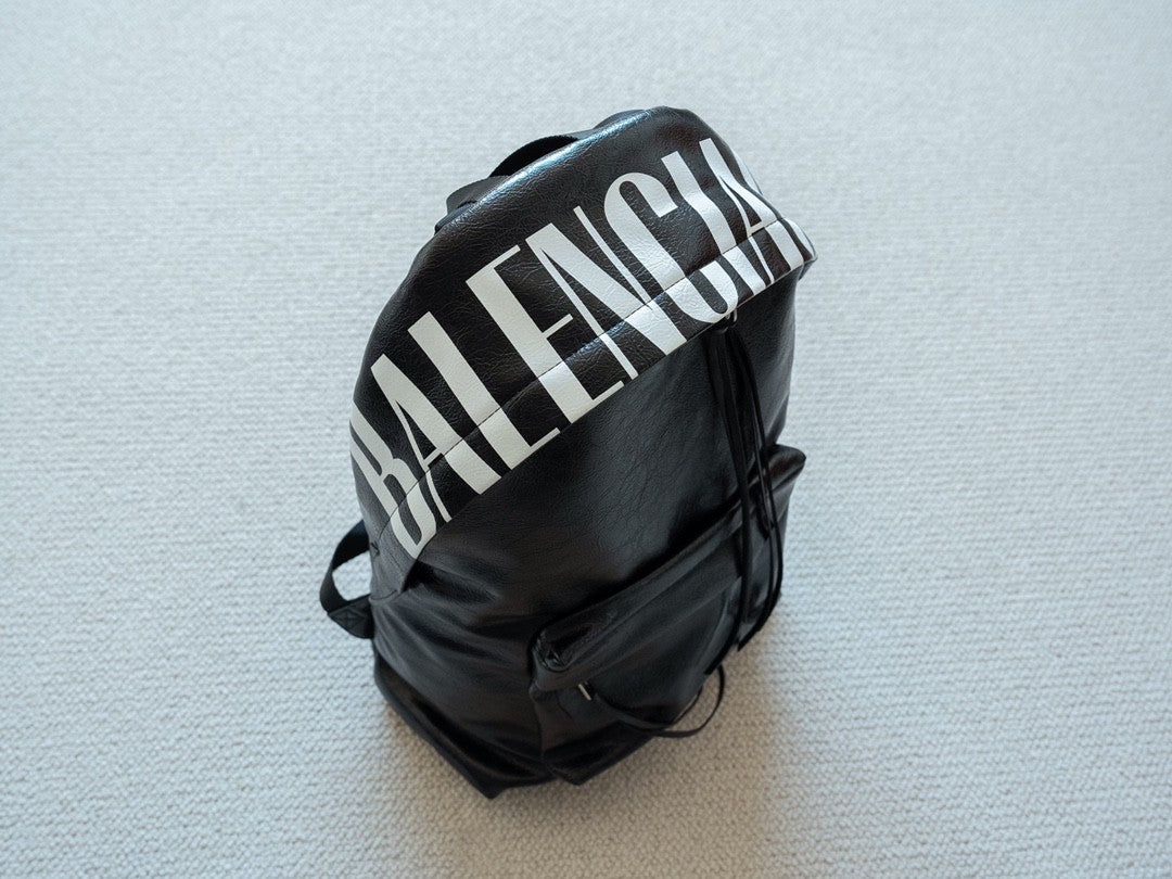 Balenciaga Men's Editor Backpack In Black/white Shoulder Bag Leather Zipper Fashion Trend Retro Bag Bags #81636