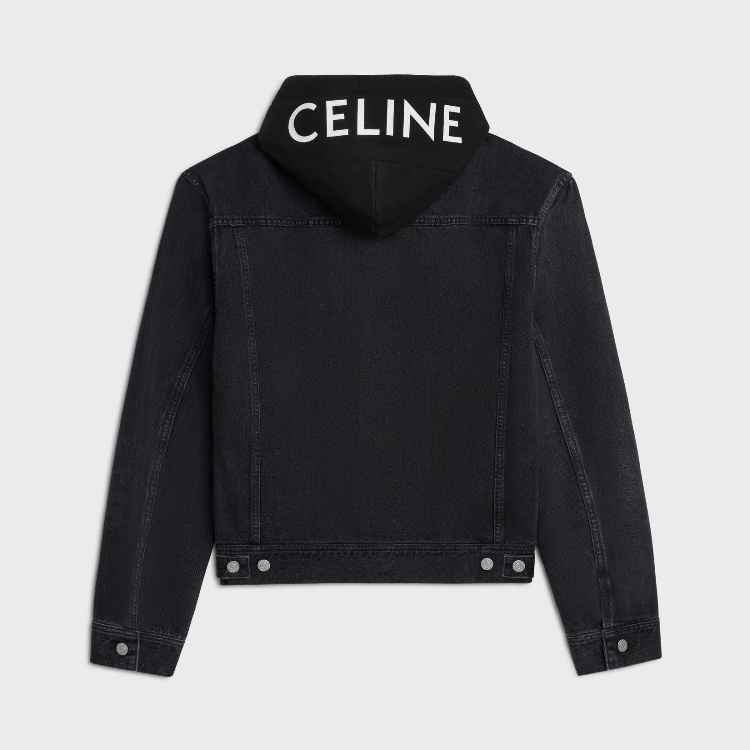 Celine Men's Spring/Autumn Solid Color Hooded Single-Breasted Long-Sleeved Denim Jacket #77716