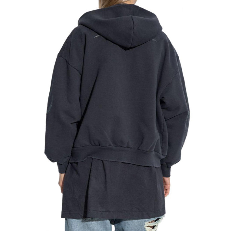 Balenciaga Men's Women's Spring And Autumn Letter Printed Solid Color Zipper Loose Solid Color Hooded Sweatshirt Jacket Ngvp #9958
