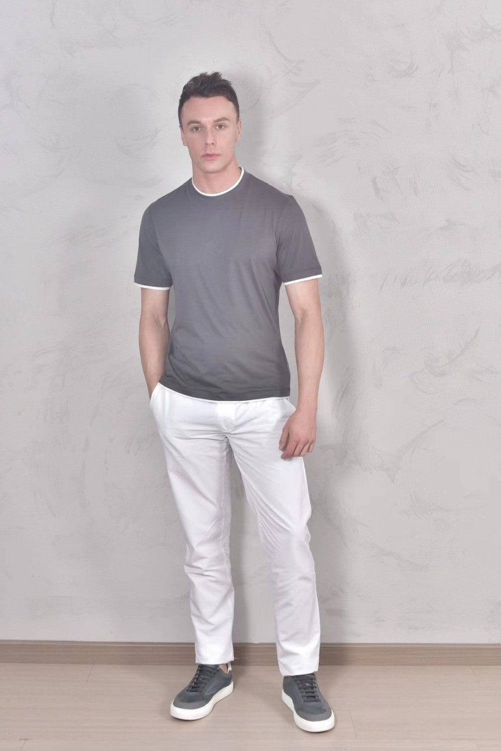Brunello Cucinelli Men's Spring And Summer Fashion Trend Color Blocking Classic Short-sleeved Comfortable Positive Shoulder Round Neck T-shirt Tops #99379