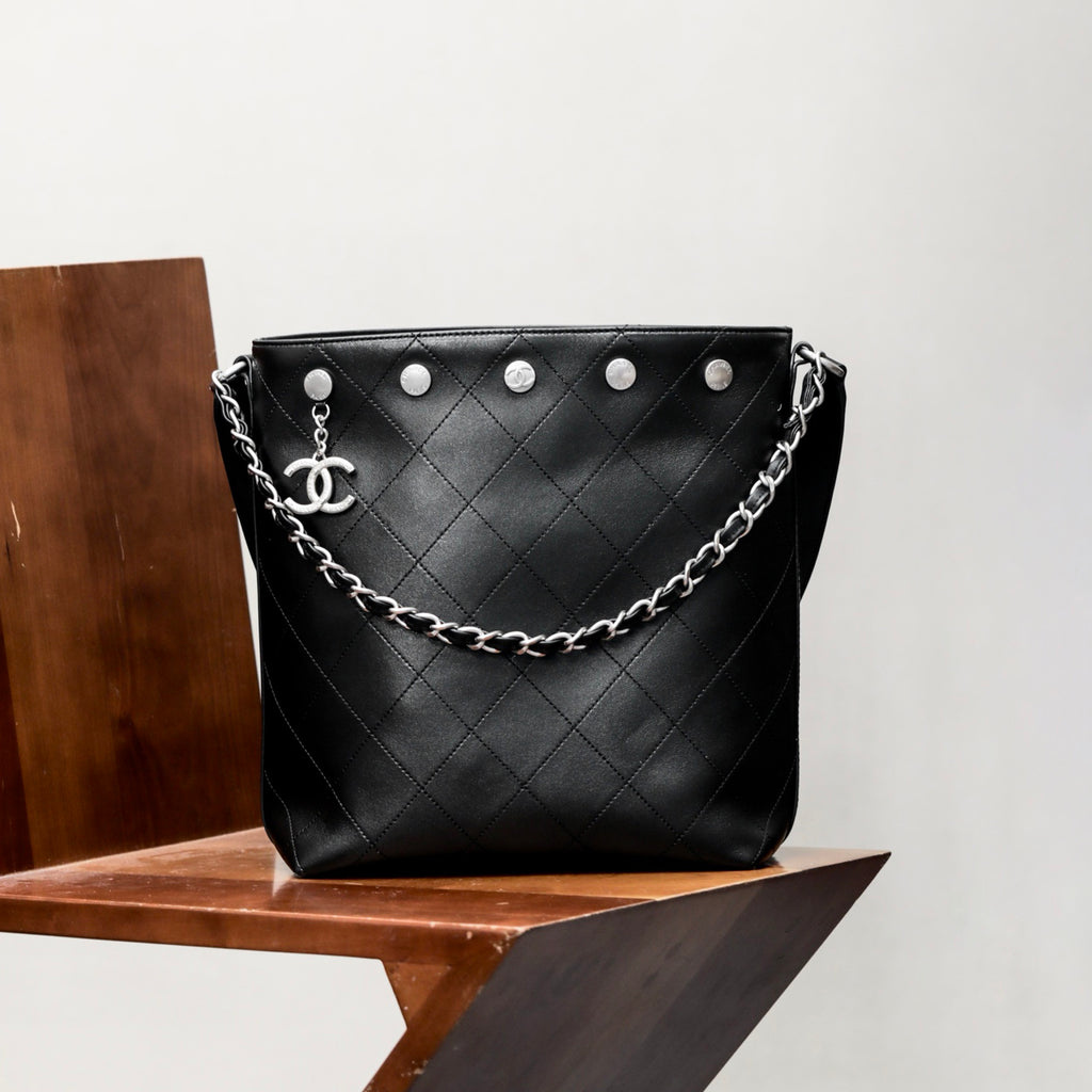 Chanel Women's Letter Logo Lattice Drawstring Closure Calfskin Mini Shoulder Crossbody Bag Bags #75892