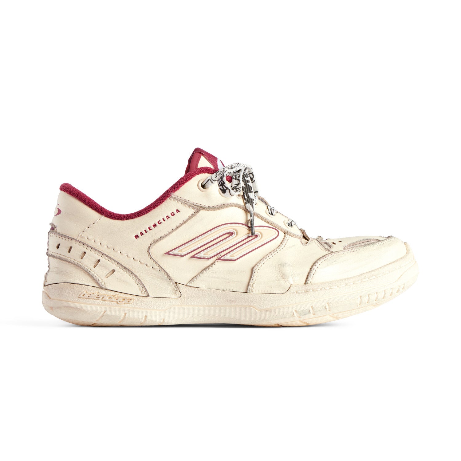 Balenciaga Hamptons Worn-Out Men's and Women's Solid Color Cowhide Leather and Polyester Low-Top Lace-Up Sneakers Shoes #77981