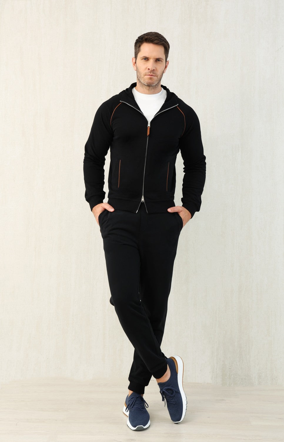 Brunello Cucinelli Men's Techno Cotton French Terry Hooded Long Sleeve Casual Athletic Sweatshirt Solid Color Zipper Spring Jacket Ngvp #1675