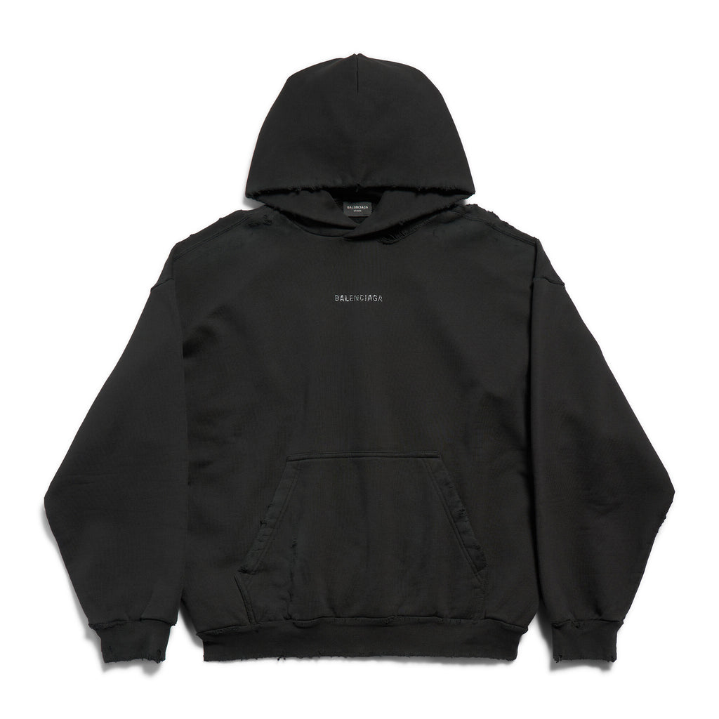Balenciaga Men's Spring and Autumn Hot Drill Logo Letter Print Black Hooded Sweatshirt #99725