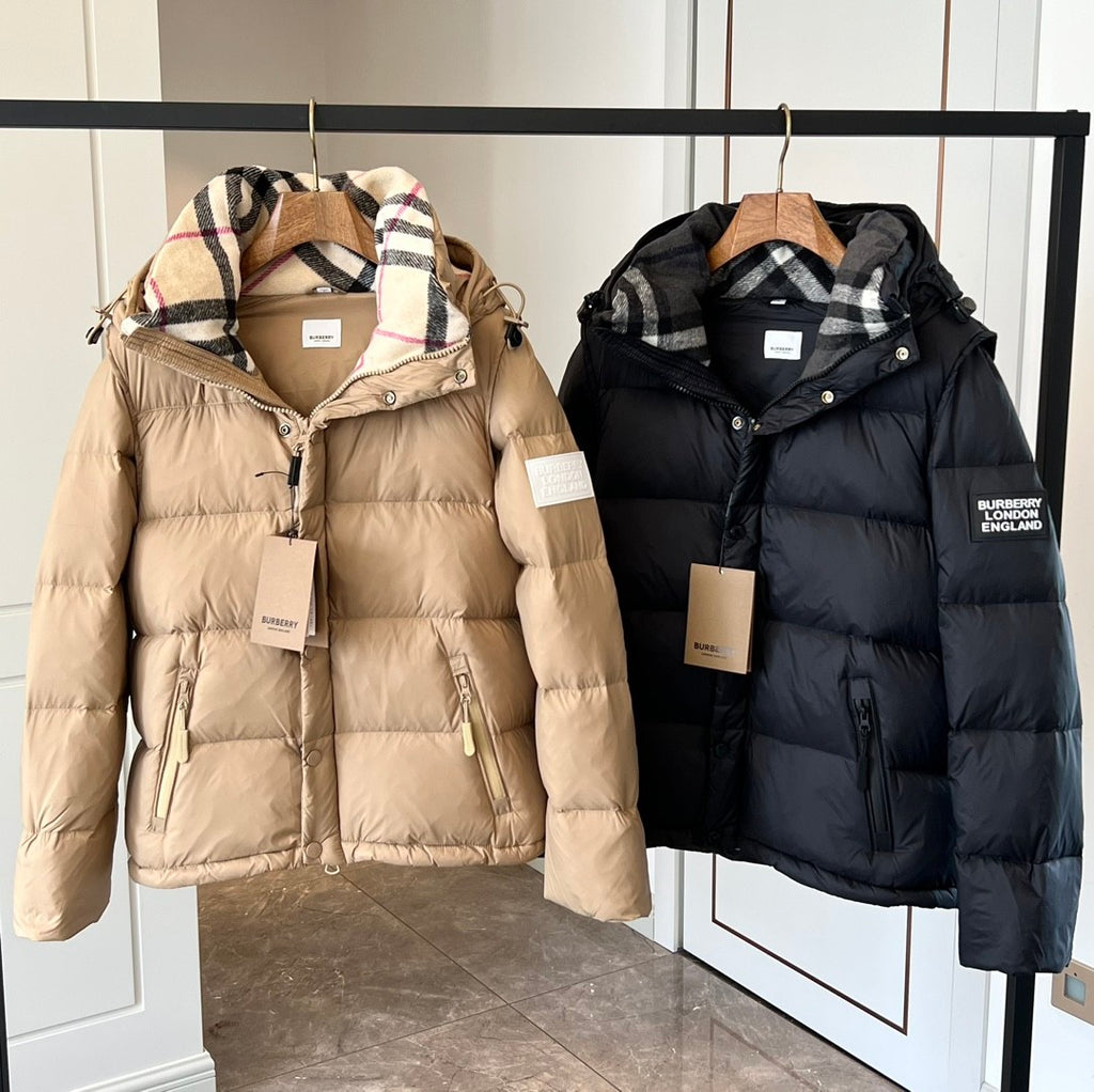 Burberry Men's Winter Solid Color Hooded Drawstring Single Breasted Detachable Long Sleeve Puffer Down Jacket #73451