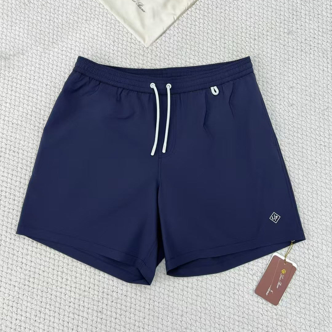 Loro Piana Men's Summer Solid Color Elastic Waist Tie Casual Comfortable Shorts #75521