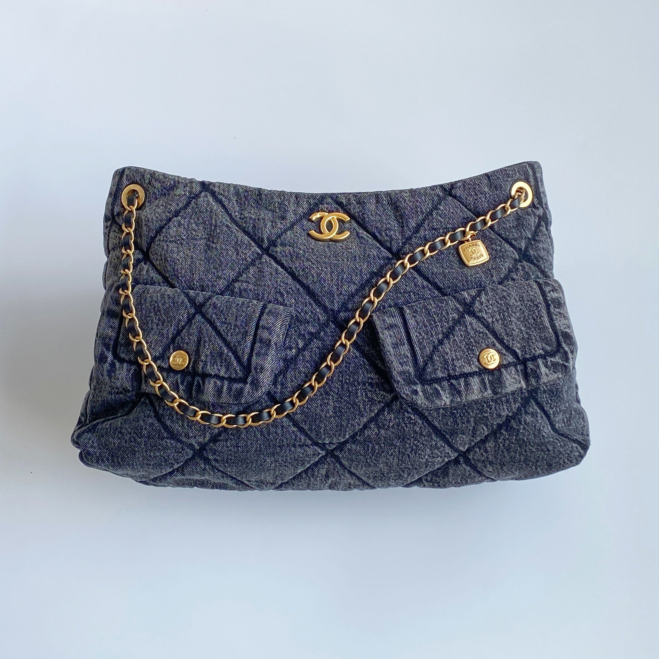 Chanel Women's Fashion Classic Solid Color Logo Denim Quilted Tote Shoulder Chain Bag Bags #79349