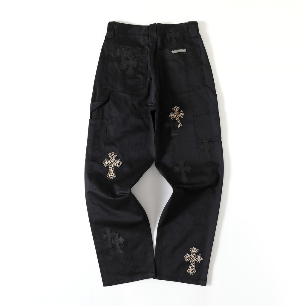 Chrome Hearts Men's Spring/Fall Fashion Casual Collared Single-Breasted Solid-Color Shirt Jacket with Loose-Fit Waist-Tie Workwear Pants Suit Set #78853