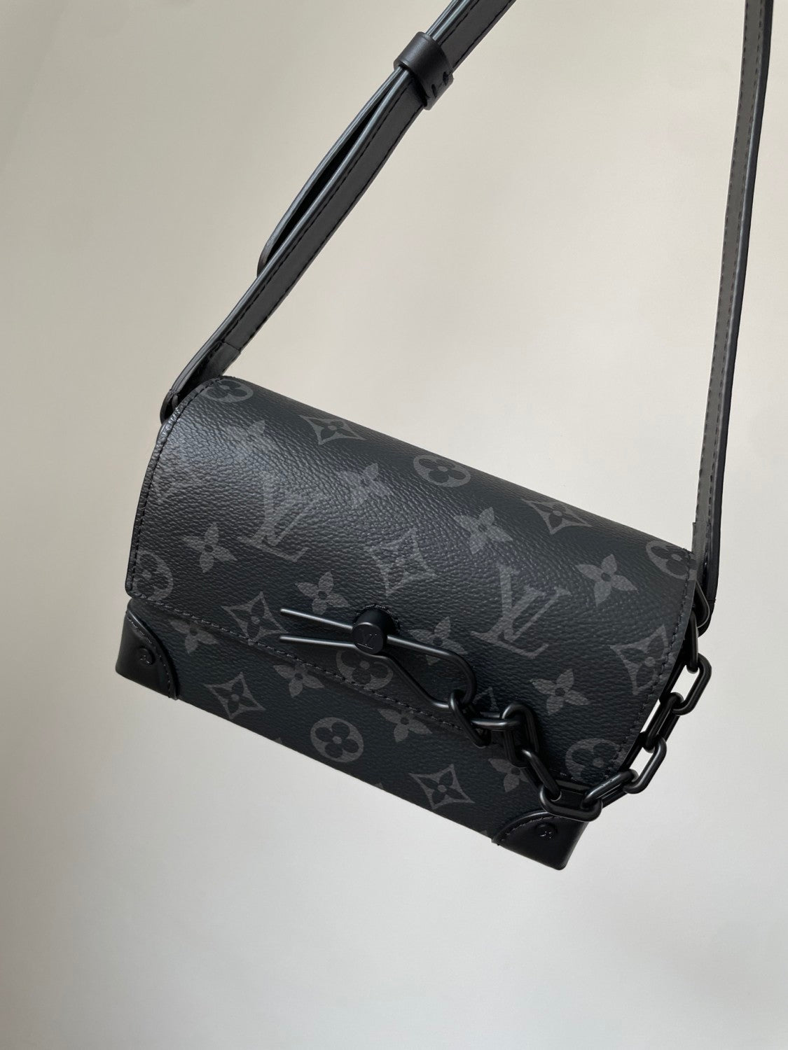 Louis Vuitton Lv Mini Box Bag Steamer Mini Handbag. Monogram Eclipse Canvas Chain Shoulder Bag Fashionable Casual Men's Crossbody Male Bag M81783 #195921