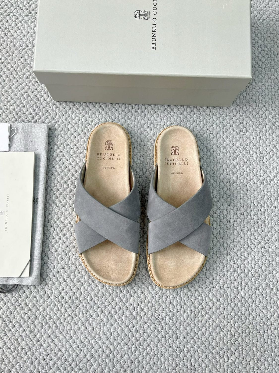 Brunello Cucinelli Men's Summer Solid Color Suede Leather Sandals Slippers Shoes #77385