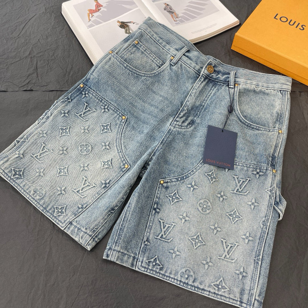 Louis Vuitton Short Sleeved Denim Jacket Denim Shorts Set Suit #94367