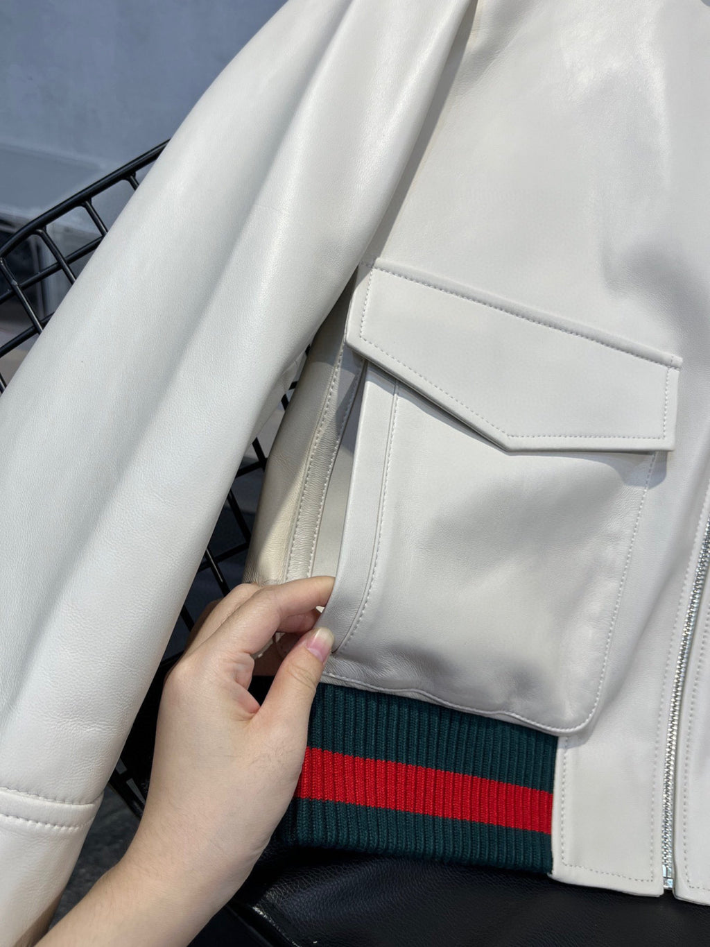 Gucci Leather Zip Jacket Coat #96132