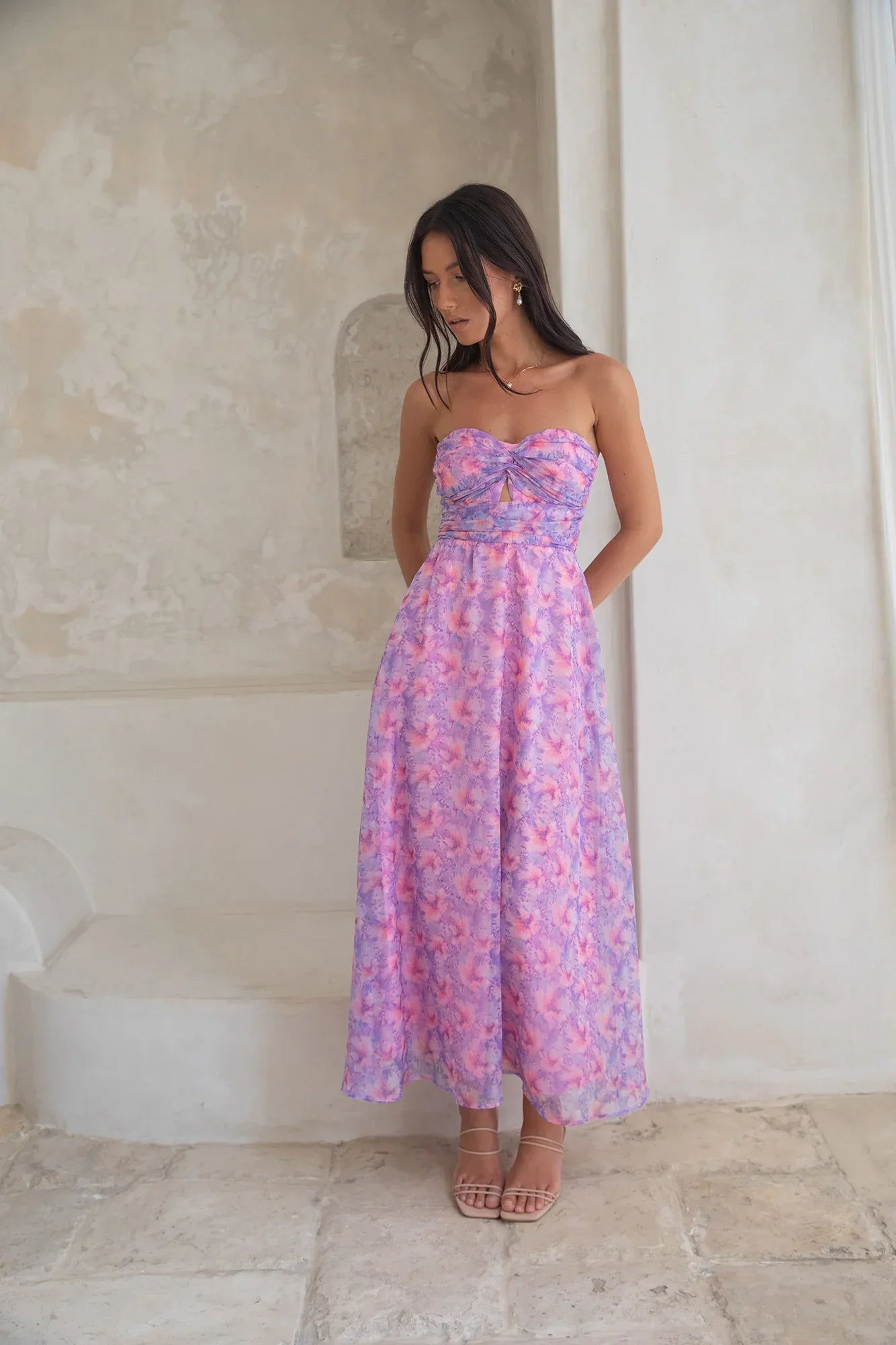 Upon The Moon Strapless Maxi Dress Purple