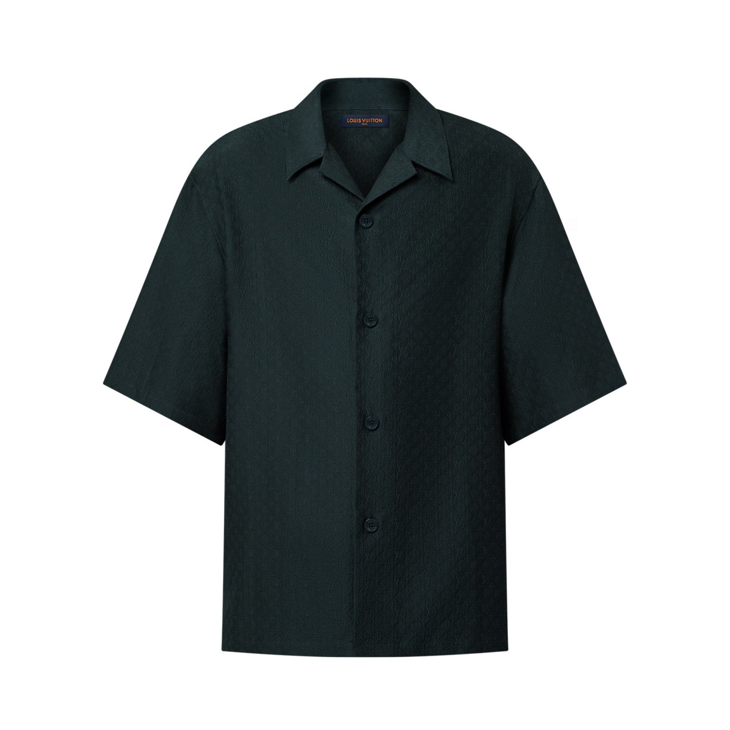 Louis Vuitton Men's Summer Solid Color Embroidered Full Print Silk Blend Single Breasted V-neck Short Sleeved Shirt #77565
