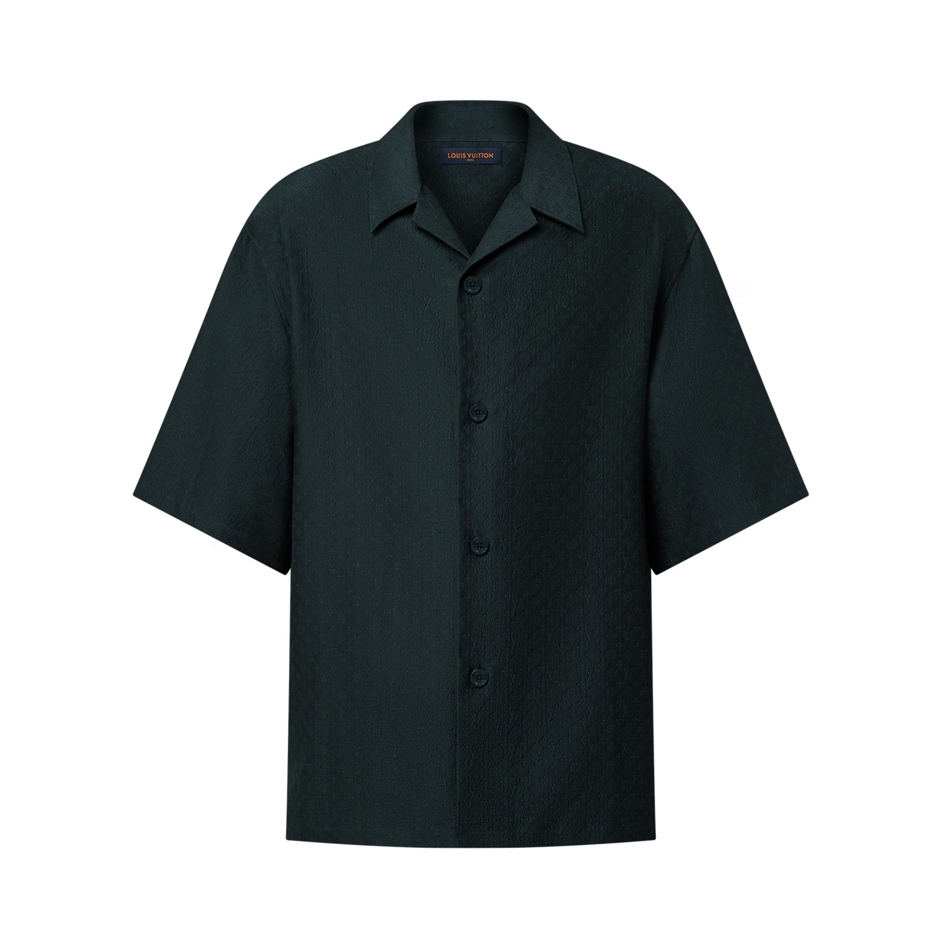 Louis Vuitton Men's Summer Solid Color Embroidered Full Print Silk Blend Single Breasted V-neck Short Sleeved Shirt #77565