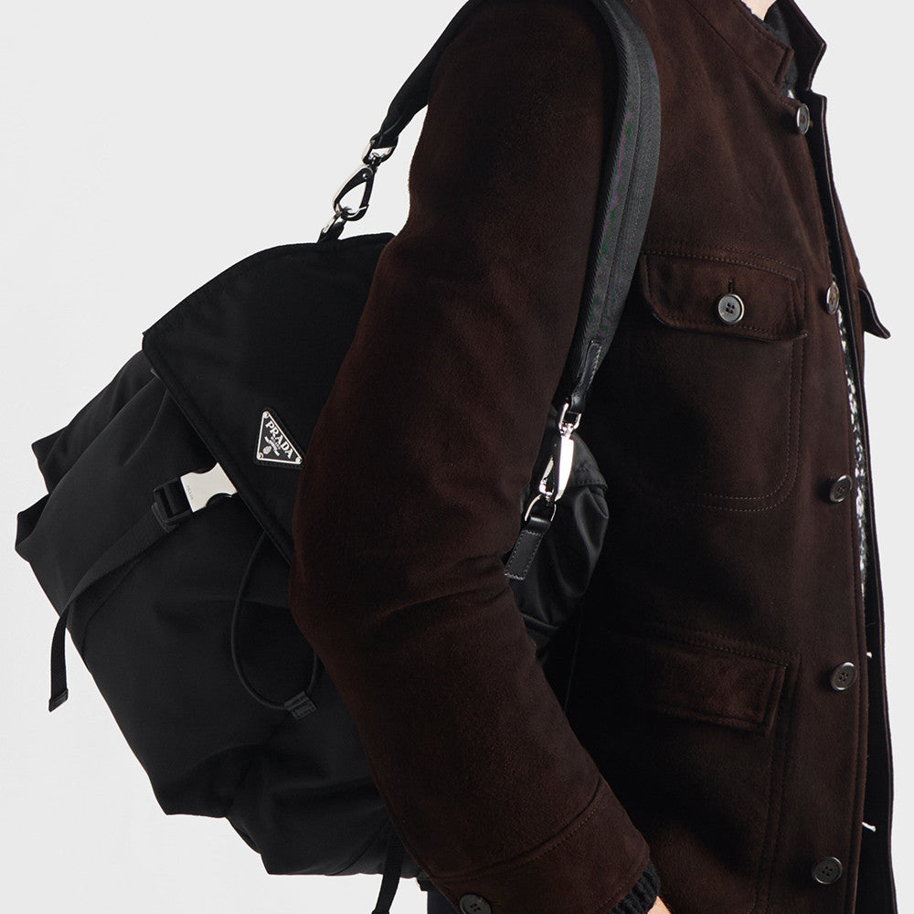 PRADA Black Prada Explore Re-nylon And Leather Backpack #378298