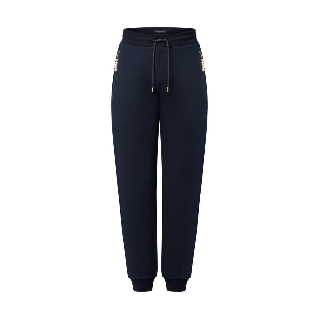 Louis Vuitton Men's Spring and Fall Letter Embroidered Ribbed Drawstring Casual Pants #99571