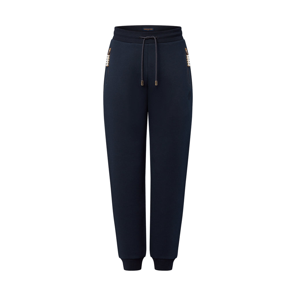 Louis Vuitton Men's Spring and Fall Letter Embroidered Ribbed Drawstring Casual Pants #99571