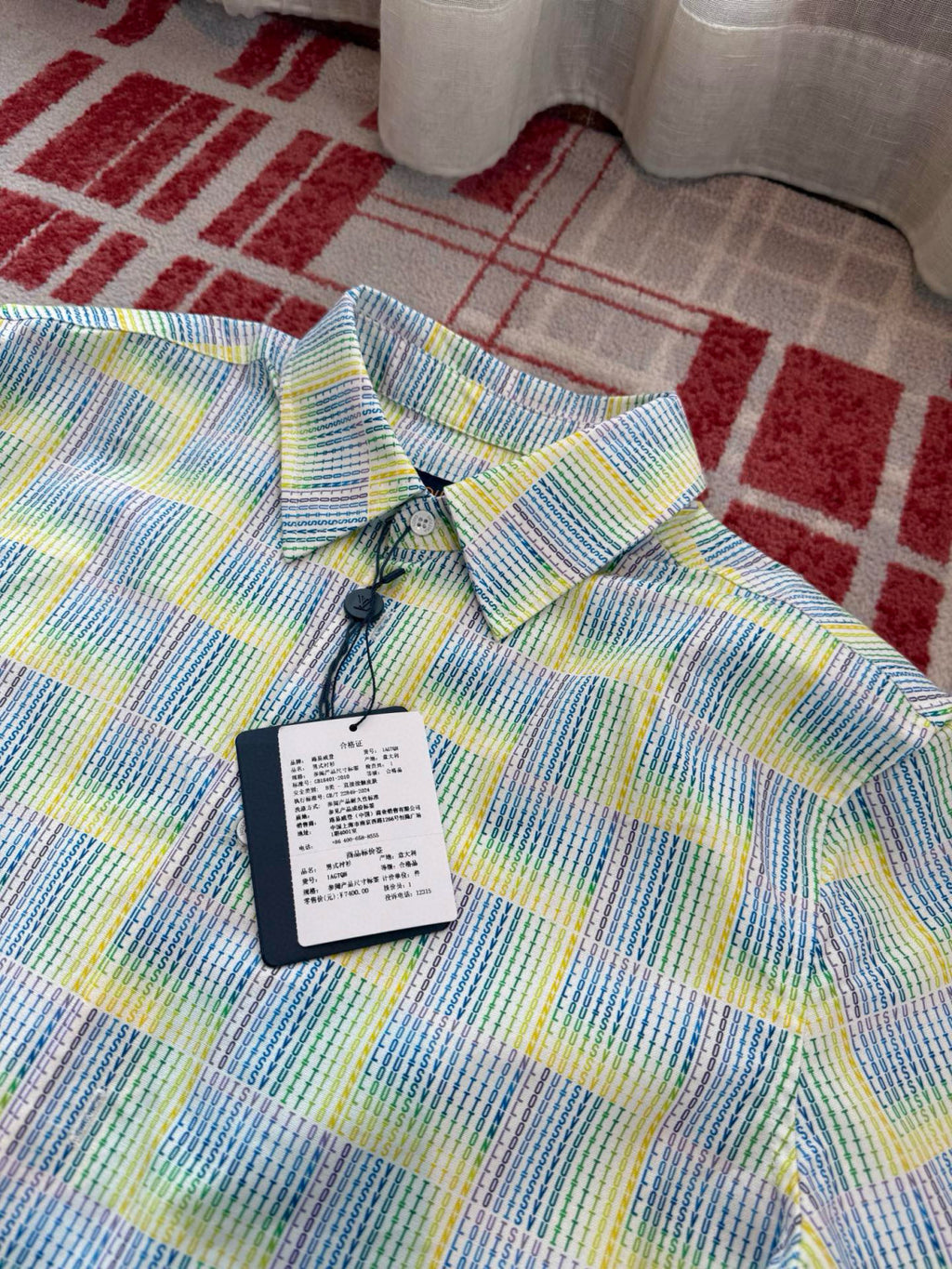 Louis Vuitton Men's Summer Rainbow Letter Print Single Breasted Short Sleeve Shirt #76439