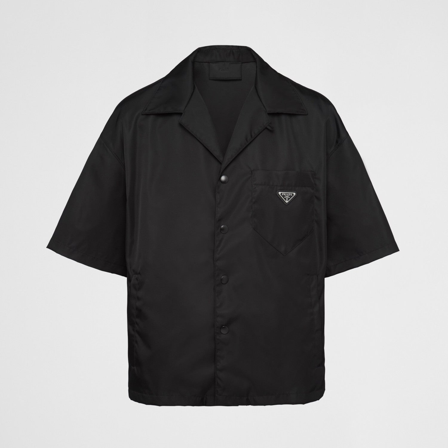 Prada Men's Summer Solid Color Nylon Fabric V-neck Single Button Short Sleeved Shirt And Casual Nylon Shorts Set Suit #77911
