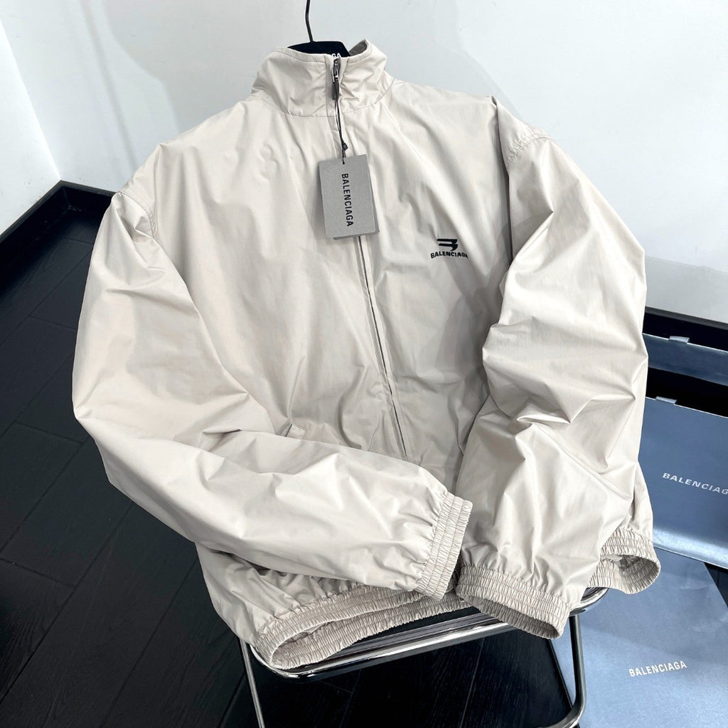 Balenciaga Men's Spring/Autumn Solid Color Embroidered Logo Print Zipper Long Sleeve Jacket #77782