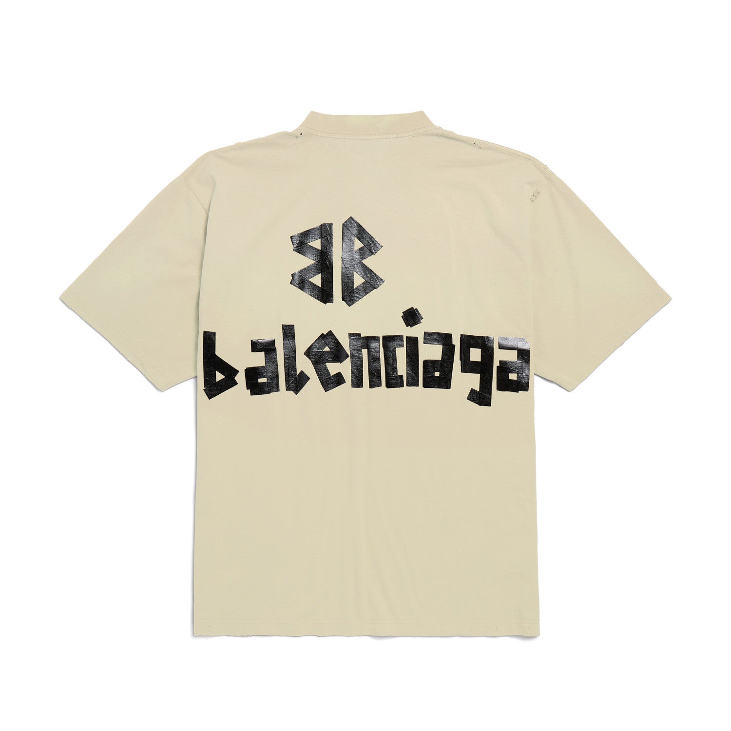 Balenciaga Tape Type Men's and Women's Summer Tape Letter Print Solid Color Cotton Crew Neck Short Sleeve T-Shirt #77878