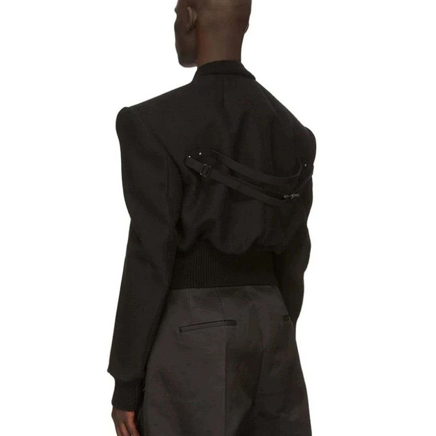 Rick Owens Men's Winter Dark Wool Shoulder Padded Flight Jacket Waisted Peplum Fitted Jacket Ngvp #8922