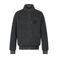 Louis Vuitton Men's Winter Dark Grey Lambswool Zip Hooded Jacket Fleece Blouson #97411