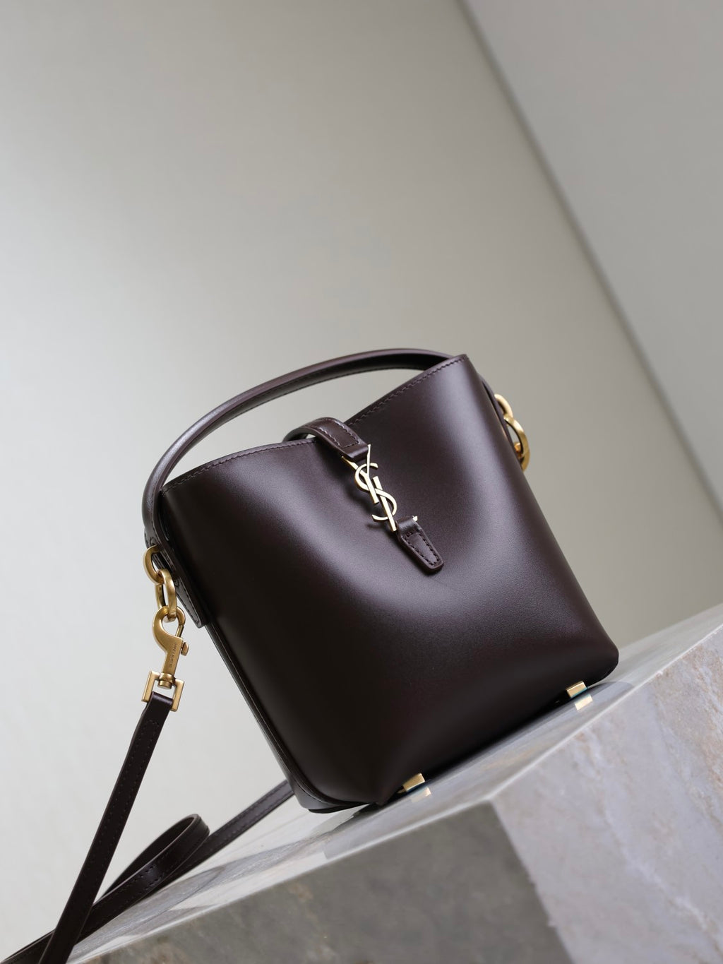 Saint Laurent Women's LE 37 Logo Hook Buckle mini Small Glossy Solid Color Bucket Bag Suede Leather Handbags Casual Bags 7490362R20W9207 #81334