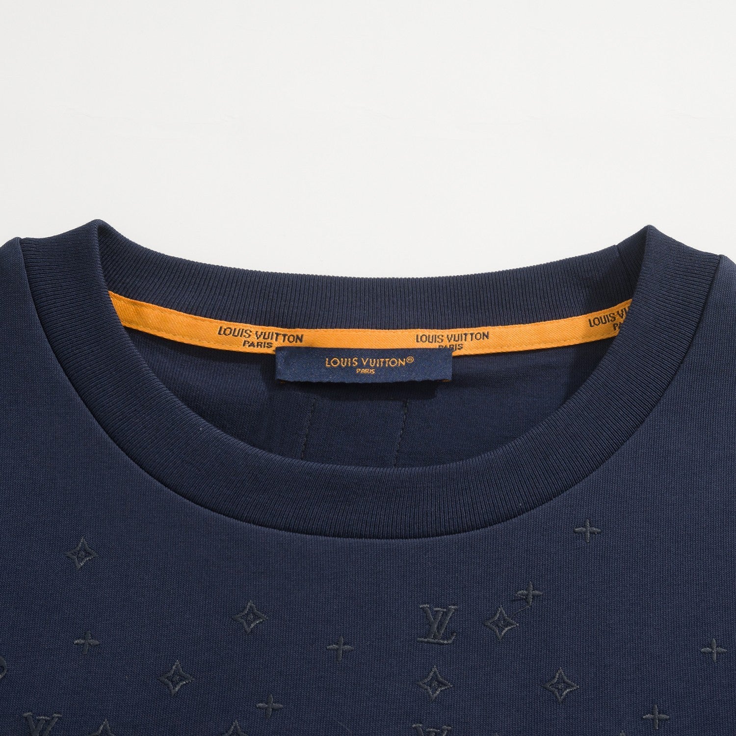 Louis Vuitton Men's Summer Solid Color Fashion Casual Letter Embroidery Short Sleeve Cotton T-Shirt #78192