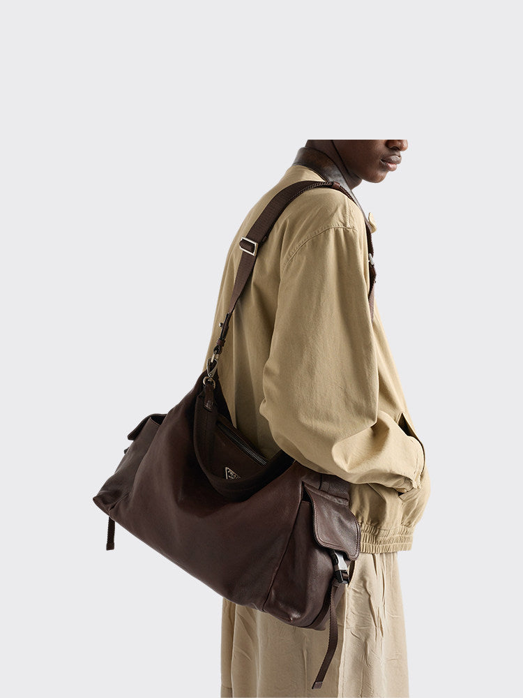 Prada Men's Prada Explore Calfskin Shoulder Bag A Stylish Trendy Spacious Bag With Side Pockets And A Sophisticated Look Bags 2VH204_2HE8_V_OOO #82928A