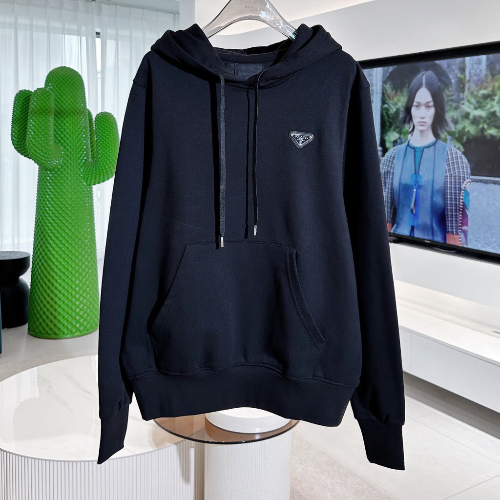 Prada Men's Spring and Autumn Beige Hooded Drawstring Long Sleeve Sweatshirt #72359