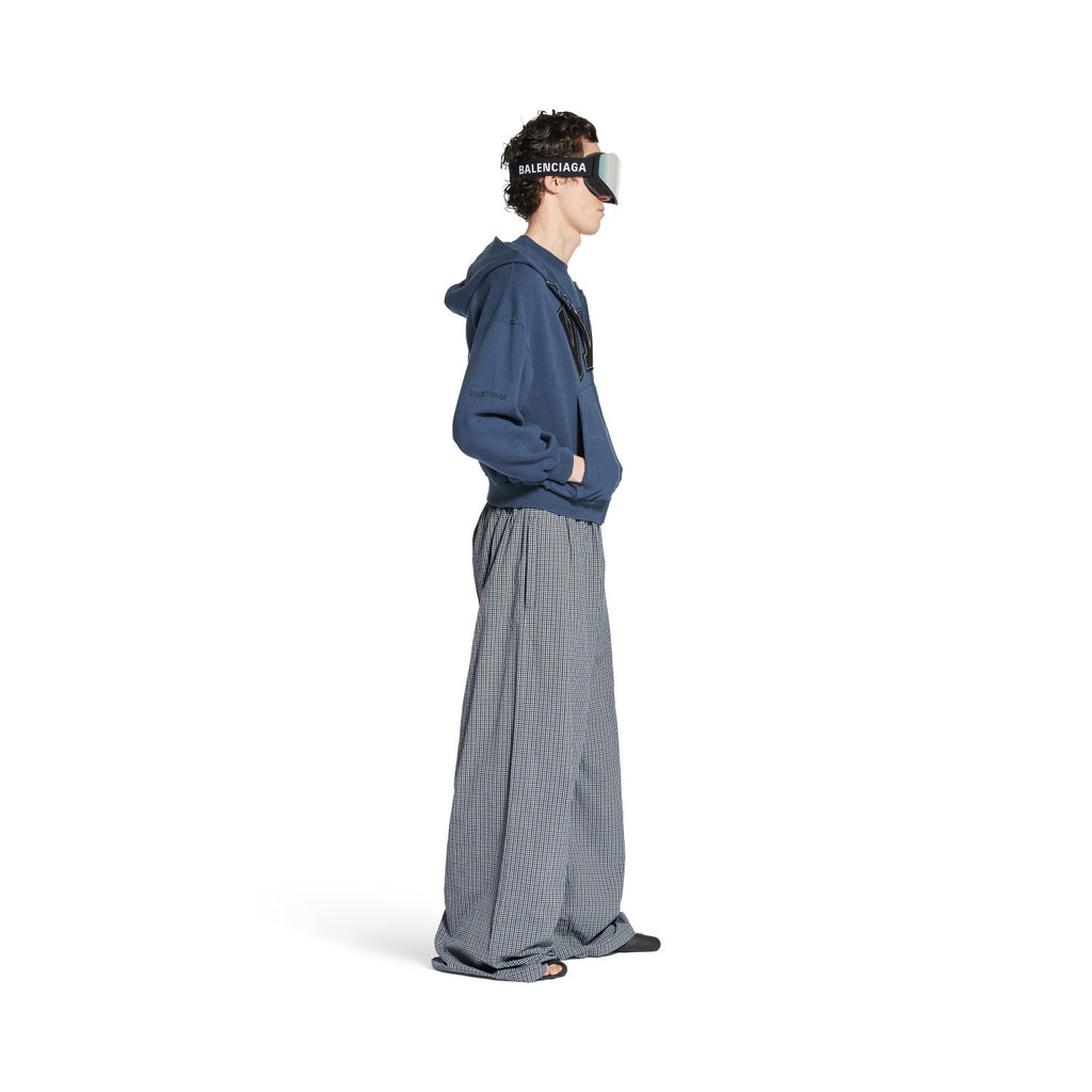 Balenciaga Men's Four Seasons Checked Cotton And Linen Blend Tracksuit Pants Elastic Waist Drawstring Solid Color Loose Casual Wide Leg Pants Ngvp #1947