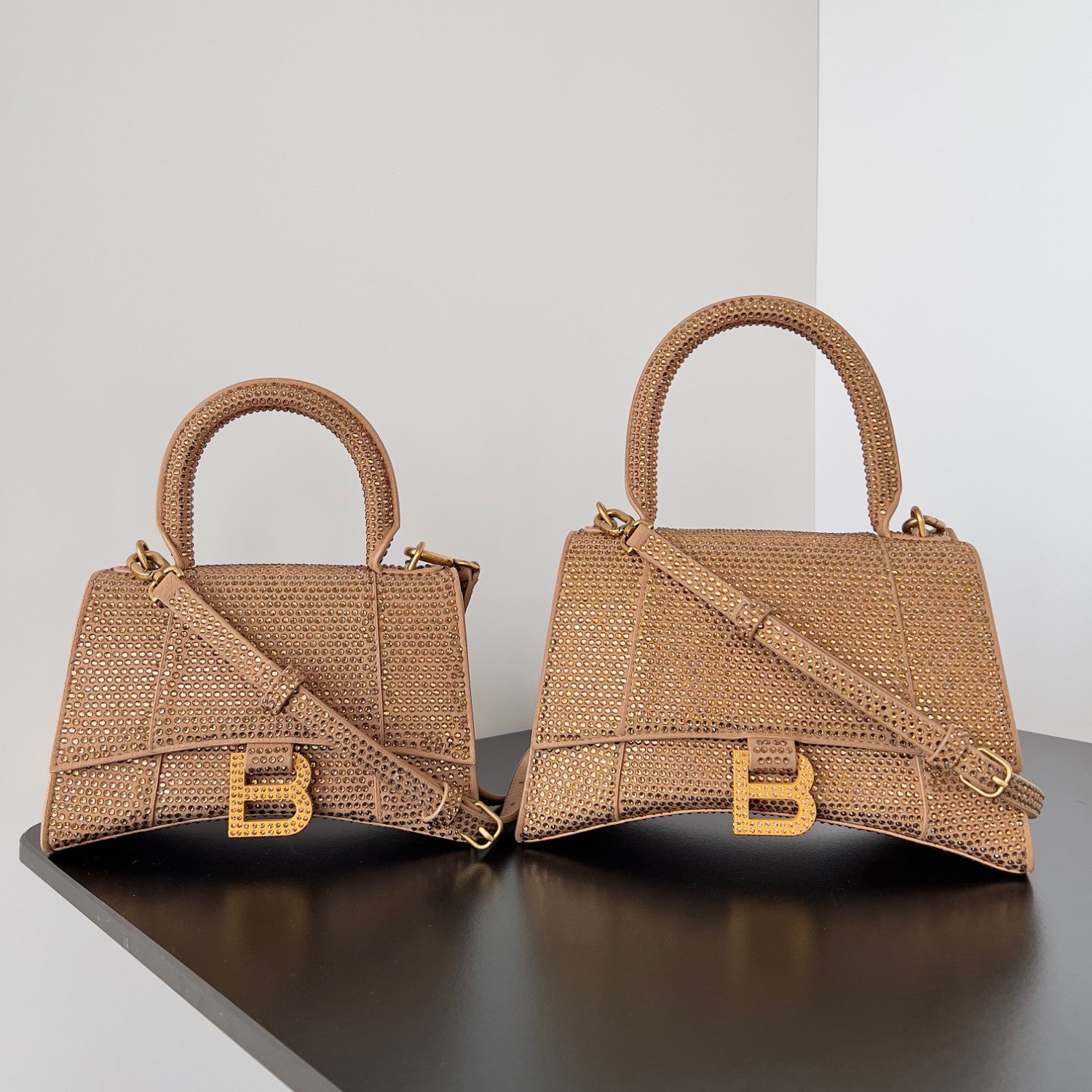 Balenciaga Hourglass Women's Solid Color Full Rhinestone Printed Hourglass Bag Tote Shoulder Crossbody Bags #76123