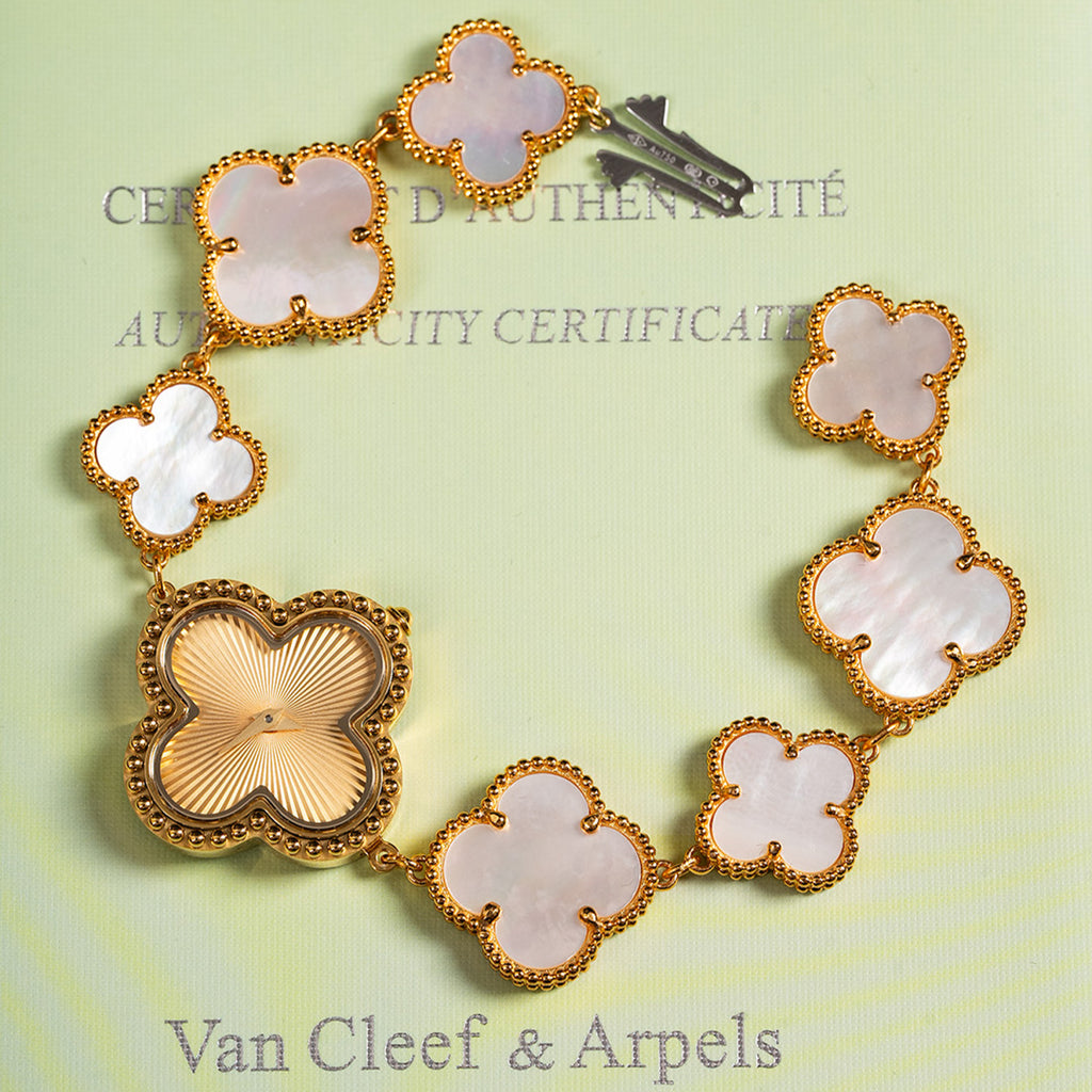 Van Cleef&Arpels Alhambra Watch Small Model Color Silver Gold Rose Gold Lucky Clover Quartz Movement Onyx Shell Watch Accessories #81415