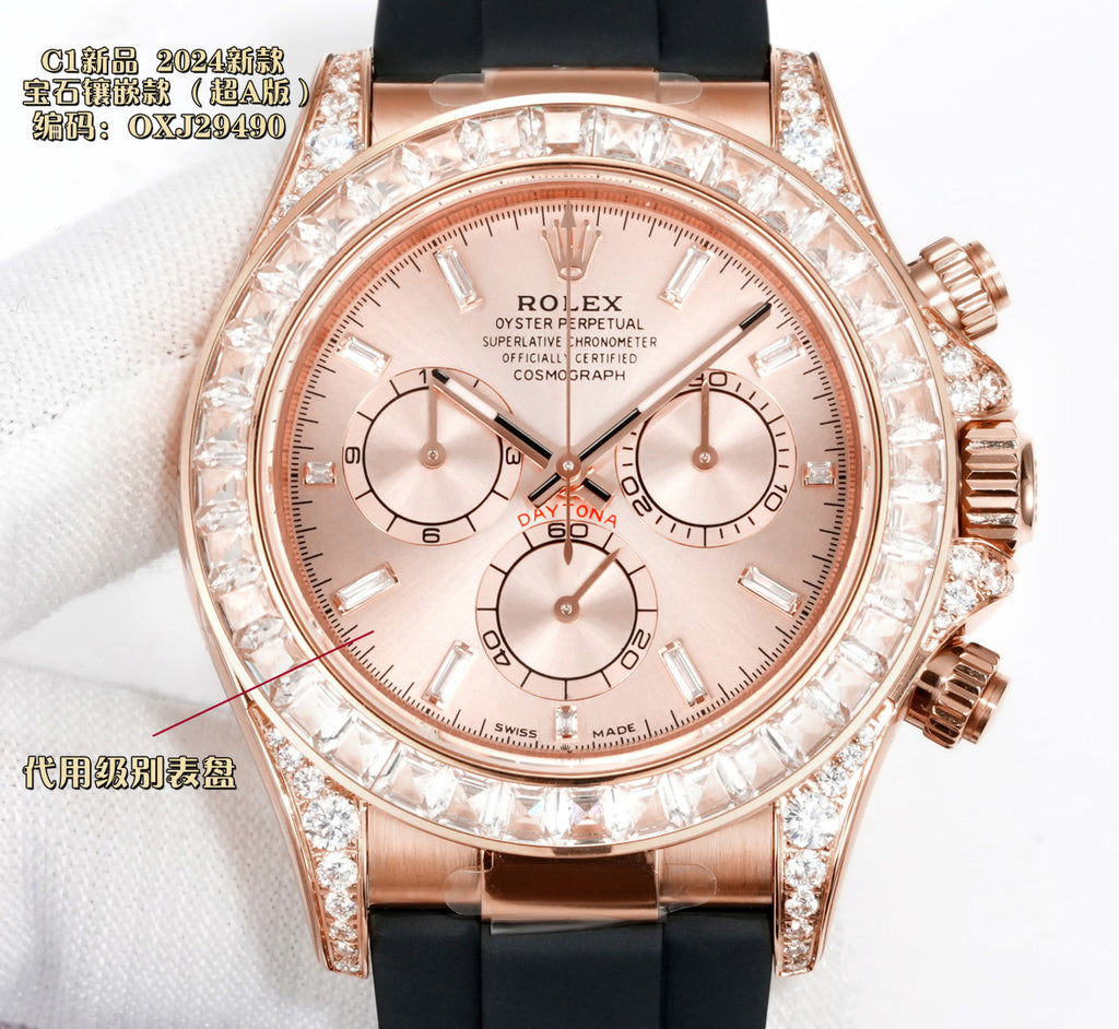 Rolex Men's Automatic Mechanical Movement 100 Meter Water Resistant Dial Watch with Diamonds #75356