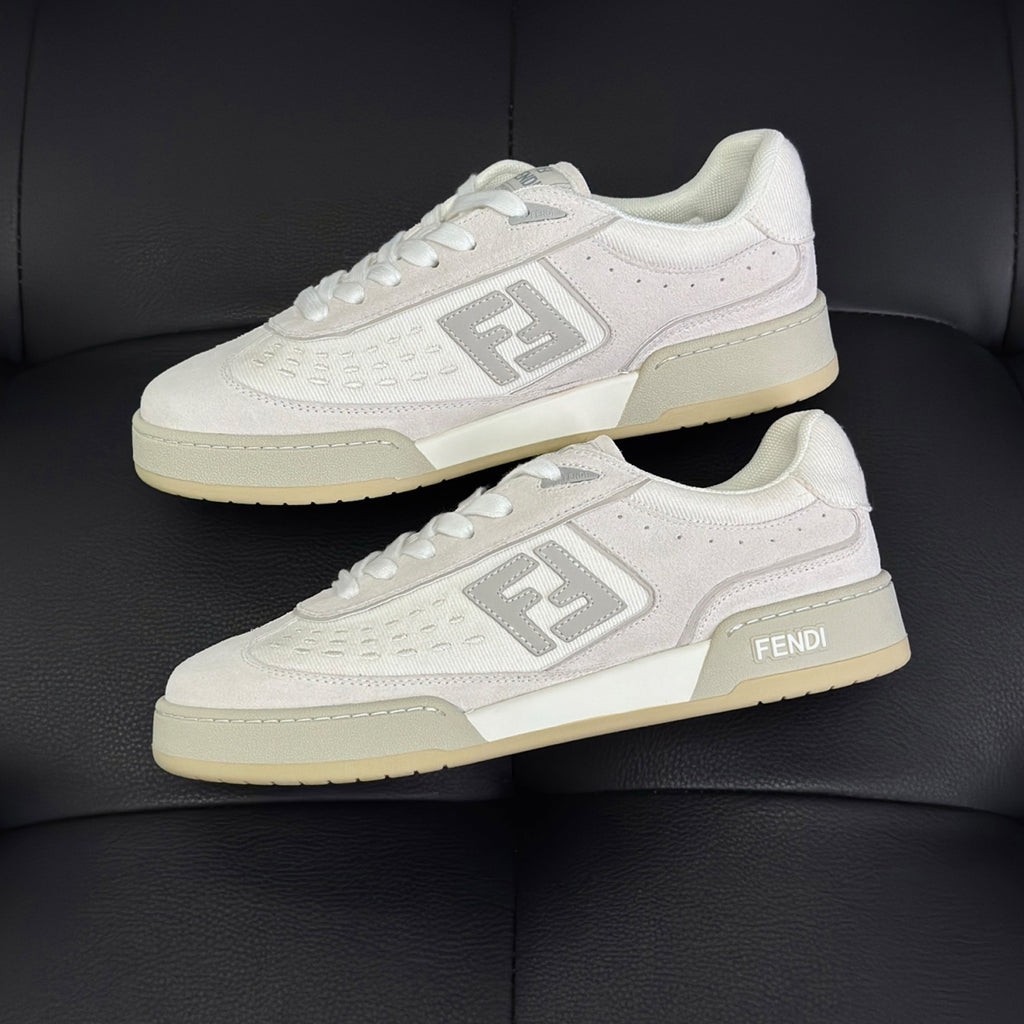 Fendi Match Leather Suede Low Top Shoes Women's Men's Spring Summer Round Toe Lace Up Colorblocking Fashion Casual Retro Shoes #81414