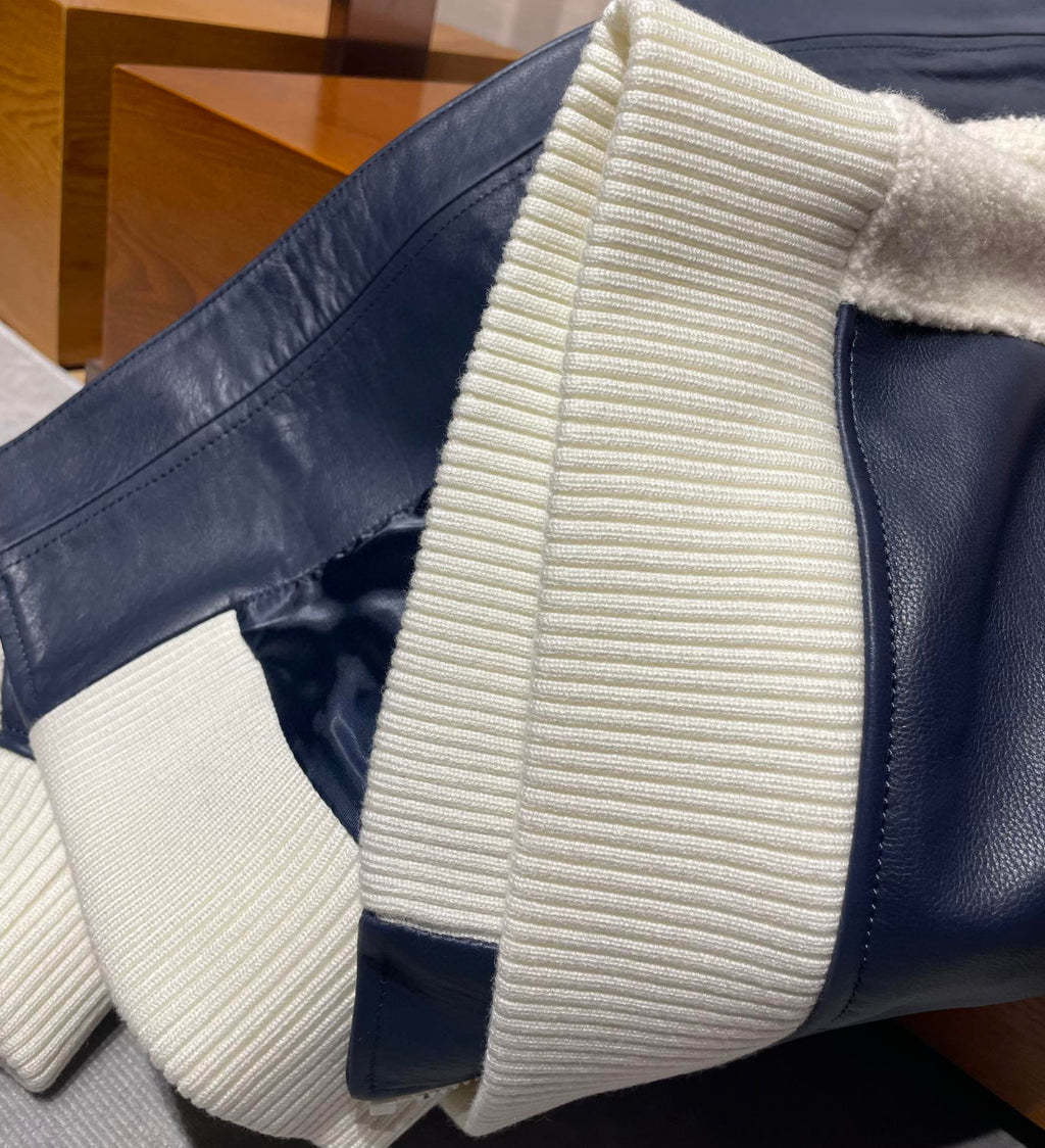 Louis Vuitton Leather Mix Teddy Plush Leather Zip Jacket #96514