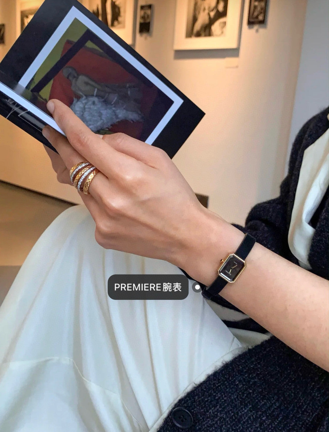 Chanel Premi¨¨re Ribbon Watch Diamond-set Dial Temperament Fashionable And Elegant Watch Black Dial 18k Gold Square Watch Accessories #71955