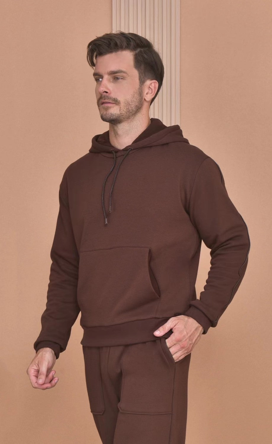 Loro Piana Men's Autumn And Winter Solid Color Hooded Long Sleeve Sweatshirt Casual Lace-Up Pants Set Ngvp #9216