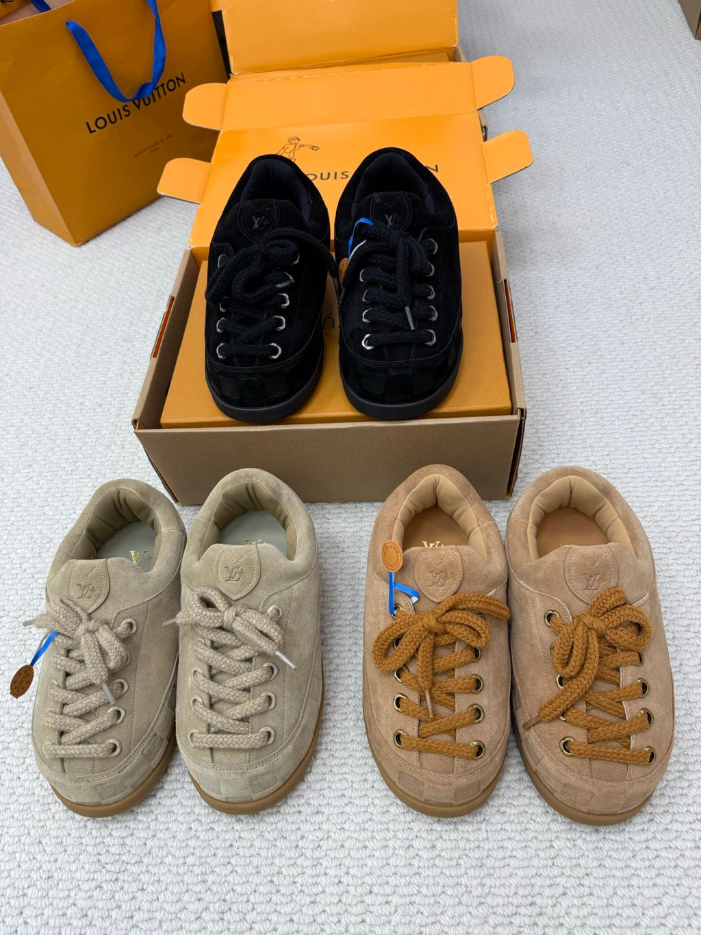Louis Vuitton Lv Yeti Lace-up Shoes For Men And Women Autumn/winter Printed Patchwork Round-toe Chunky Suede Warm Boots Couples' Shoes #81455